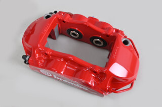 Brembo-Sport System GT (4-Kolben) 345x28mm, HA gelochte Scheiben - Bremssattel Rot
