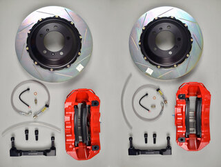 Sport Brake System - FRONT - BREMBO GT - 6 Piston - Slotted/Type 1 - Size 380x32 mm - Caliper red