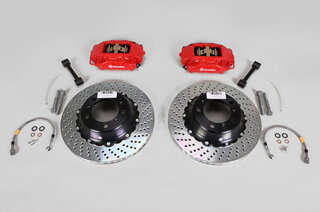 Sport Brake System - REAR - BREMBO GT - 4 Piston - Drilled - 345 x 28 mm, Caliper red