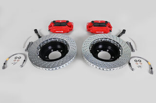 Sport Brake System - REAR - BREMBO GT - 4 Piston - Drilled - 345 x 28 mm, Caliper red