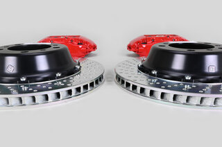 Sport Brake System - REAR - BREMBO GT - 4 Piston - Drilled - 345 x 28 mm, Caliper red