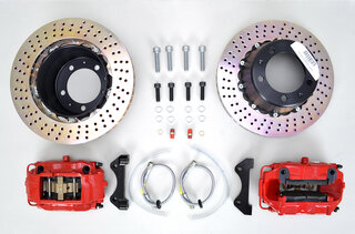Sport Brake System - REAR - BREMBO GT - 4 Piston - Drilled - 328 x 28 mm - Red Caliper