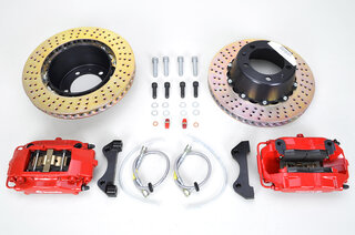 Sport Brake System - REAR - BREMBO GT - 4 Piston - Drilled - 328 x 28 mm - Red Caliper