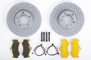 Brake Service Kit front 997.2 Turbo with PAGID yellow for cars w/o centerlock (Steel brake)