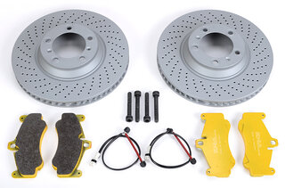 Brake Service Kit front 997.2 Turbo with PAGID yellow for cars w/o centerlock (Steel brake)