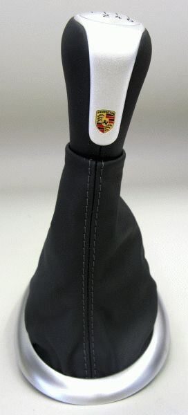 Schalthebel Leder schwarz Alu