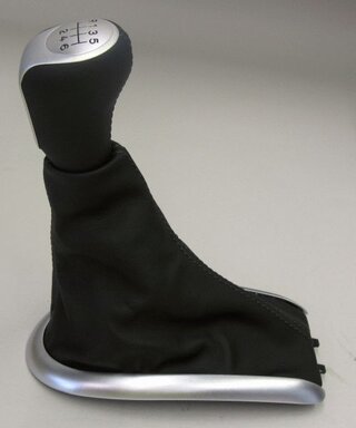 Schalthebel Leder schwarz Alu