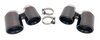 Sorties échappement sport doubles 2x89mm, rondes, bords roulés, finition noir brillant /chrome noir