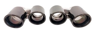 Sorties échappement sport doubles 2x89mm, rondes, bords roulés, finition noir brillant /chrome noir