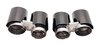 Sorties échappement sport doubles 2x89mm, rondes, bords roulés, finition noir brillant /chrome noir