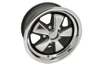 Fuchs Replica Wheel - 7 x 15 ET 23.3 - RSR Look - Satin Black Inset + Polished Spokes  - With TÜV
