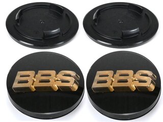 Nabendeckel-Satz Schwarz BBS Logo Gold in 3D-Optik Ø 70,6mm (4 St.)