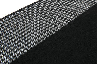 Floor Mat Set 991 - Anthracite Tufted Velour - Leather Edging - Silver Stitching - Pepita