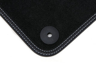 Floor Mat Set 991 - Anthracite Tufted Velour - Leather Edging - Silver Stitching - Pepita