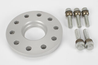 Wheel Spacer - 15 mm - Hub Centric - Anodized with Bolts - Silver - Sold Individually