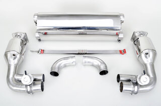 Silencieux sport "Brombacher" 997 turbo, à clapets avec cata.sport 200 cellules (export) inox