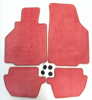 Genuine Floor Mat Set 996 Coupe / Cabrio - Boxster Red - With Logo - Left Hand Drive