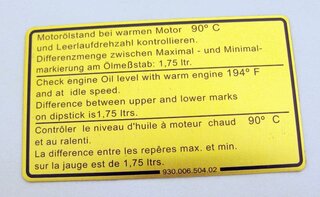 Klebeschild Motorölstand 90°C
