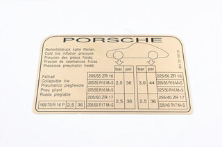 Sticker tyre pressure 964 C2/4 from 1993 with Cast wheel "Cup" 16/17 inch (M402, M403)