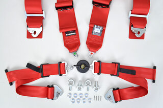 Schroth : Harnais D 4 pts Profi 2 ASM 76/50mm rouge FIA (fix.par  mousquetons) avec flexibelt