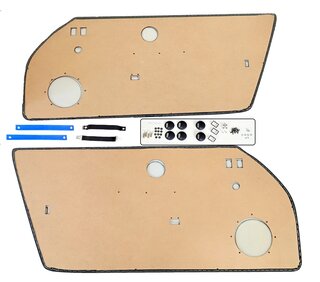 RS-Leichtbau-Türverkleidungsatz schwarzes Kunstleder /Türschlaufen MARITIMBLAU