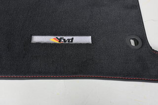 Floor Mat Set 944 - Black Tufted Velour - Red Edging - Red Stitching - FVD Brombacher Logo