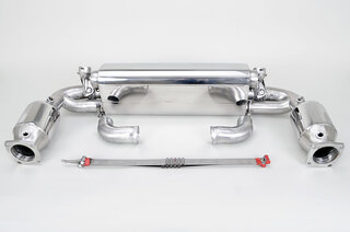 Silencieux sport "Brombacher" 997 turbo, à clapets avec cata.sport 200 cellules (export) inox