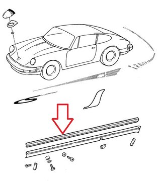 Rocker Panel / Side Skirt Rubber Moulding 911 / 930  1974-89