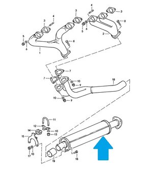 Sport Intermediate Muffler 924 S / 944 - Stainless Steel - Dansk - With TÜV / EEC Approval