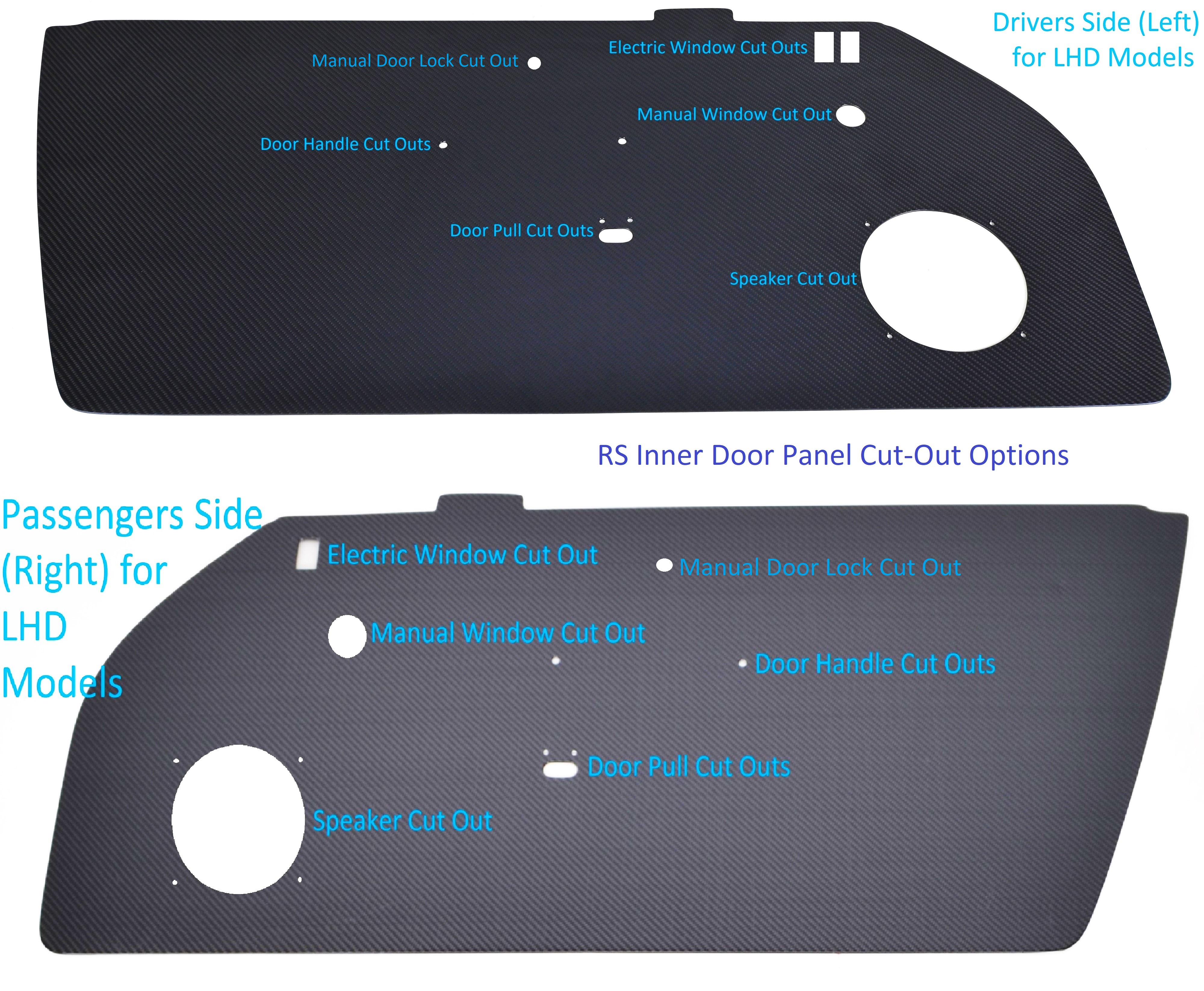 RS Inner Door Panel Conversion Set - Carbon - Black Straps + E Windows ...